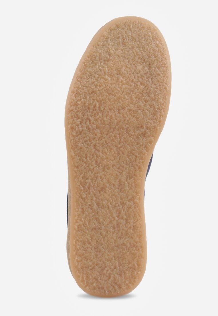 Granatowe Półbuty z Zamszu Naturalnego ze Skórzaną Wkładką i Przeszyciami Oaraneva