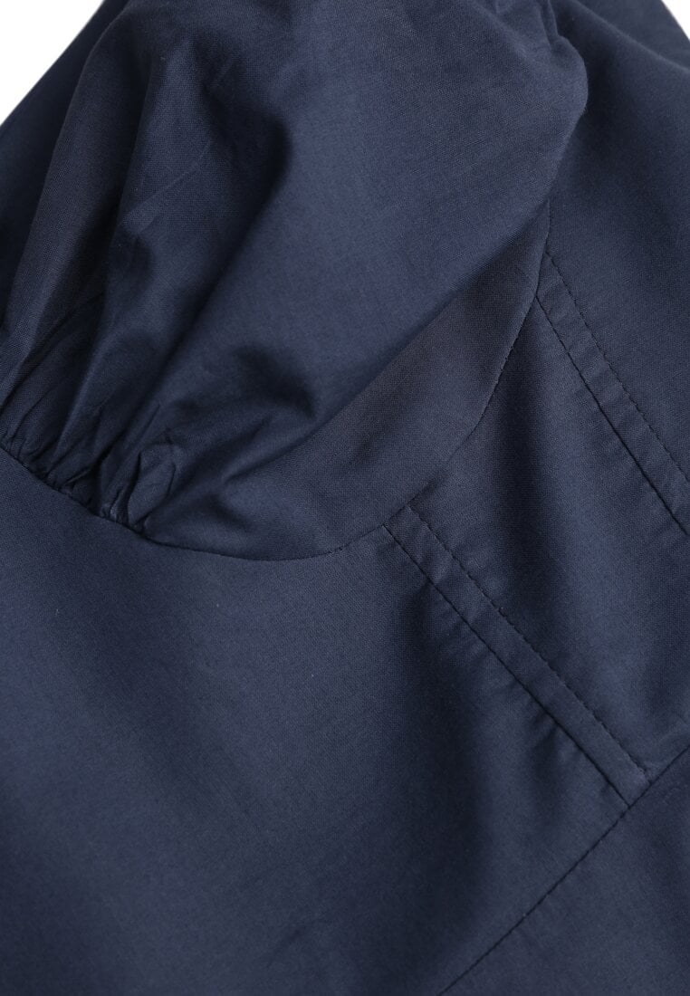 Granatowa Rozkloszowana Sukienka z Bawełny z Wiązanymi Ramiączkami Milistia