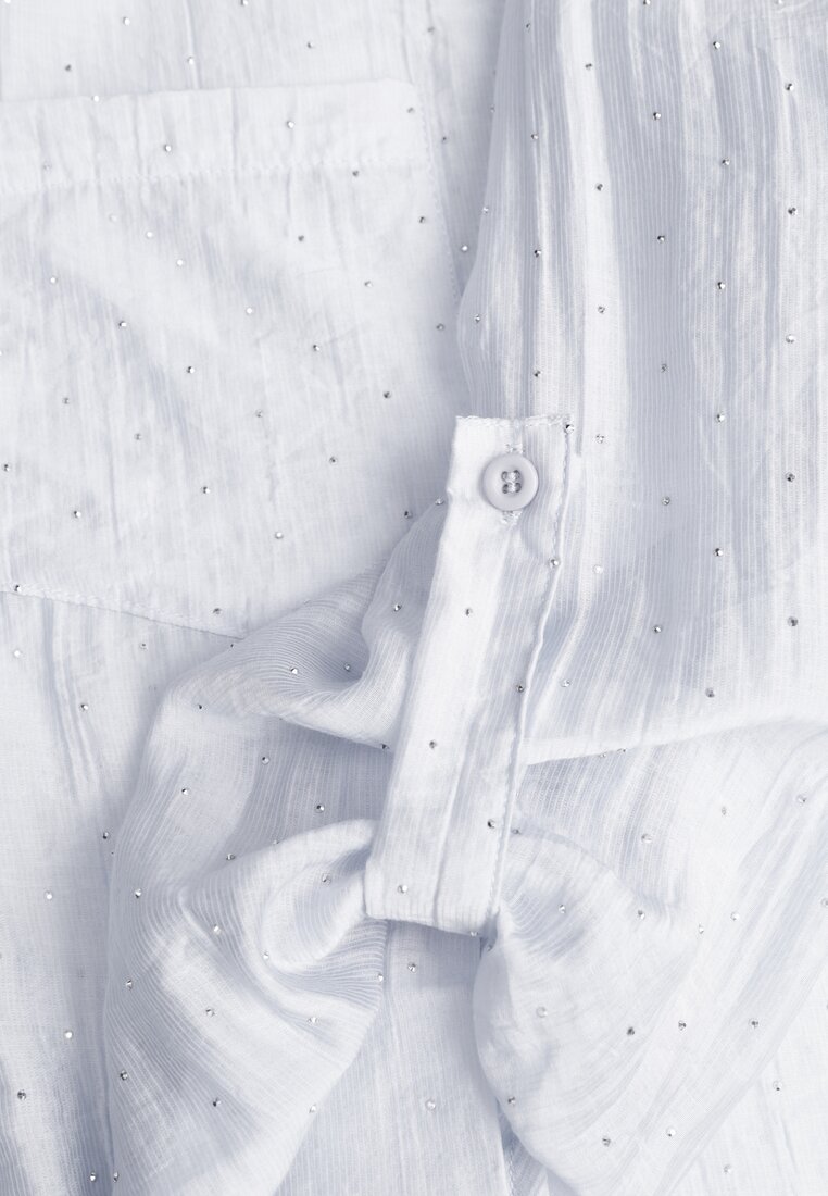 Niebieska Prześwitująca Koszula z Cyrkoniami Arialle