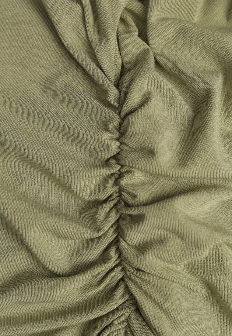 Zielona Marszczona Bluzka z Wiskozą i Bawełną Trihal