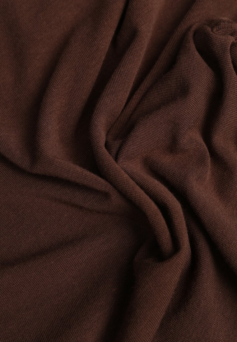 Brązowa Marszczona Bluzka z Wiskozą i Bawełną Trihal