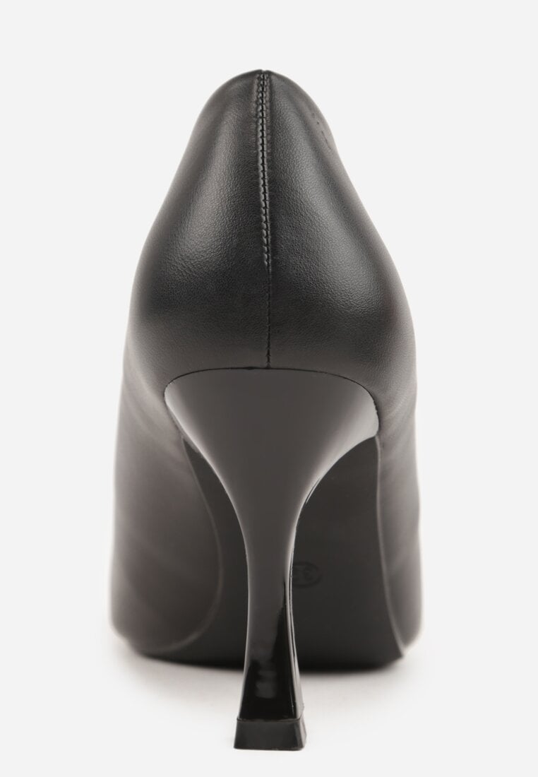 Czarne Szpilki z Kwadratową Ozdobą z Przodu Phereshi