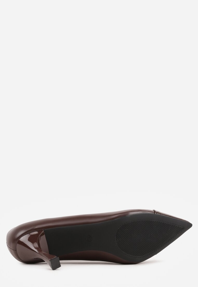 Brązowe Szpilki z Kwadratową Ozdobą z Przodu Phereshi