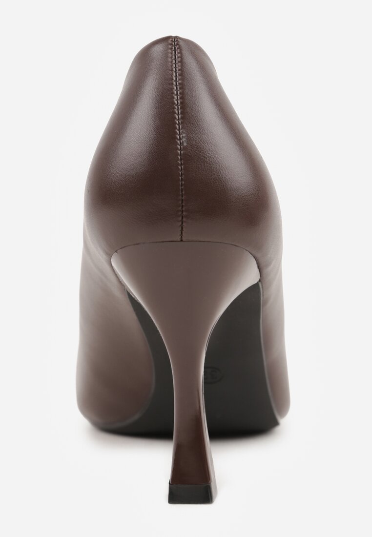 Brązowe Szpilki z Kwadratową Ozdobą z Przodu Phereshi