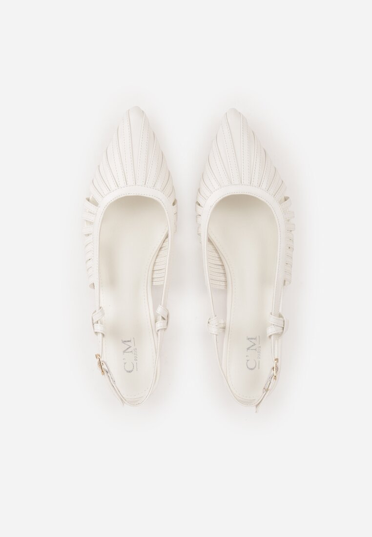 Białe Płąskie Sandały z Ozdobnymi Paseczkami Kahlidone