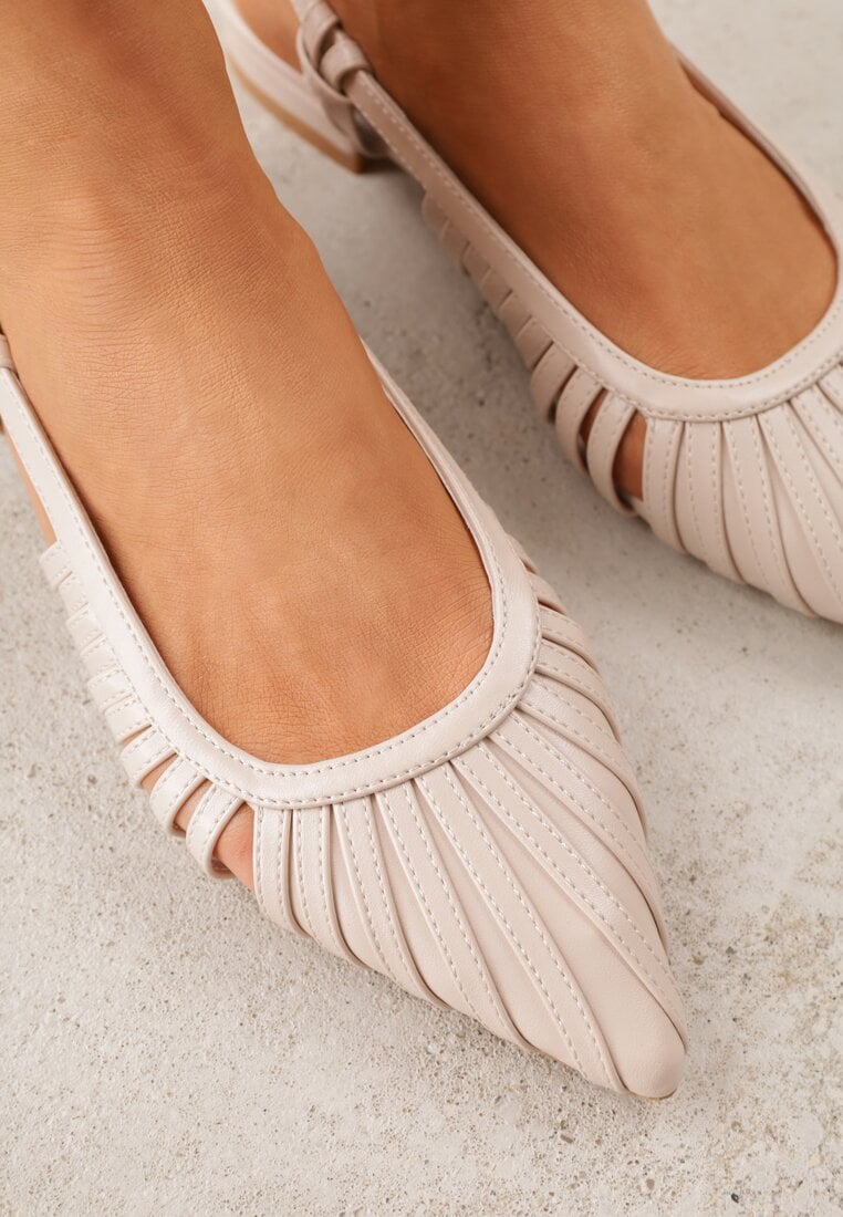 Beżowe Płąskie Sandały z Ozdobnymi Paseczkami Kahlidone