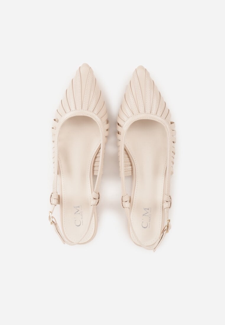 Beżowe Płąskie Sandały z Ozdobnymi Paseczkami Kahlidone