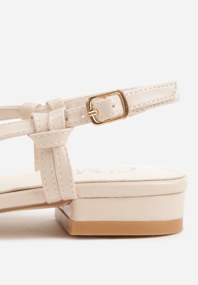 Beżowe Płąskie Sandały z Ozdobnymi Paseczkami Kahlidone