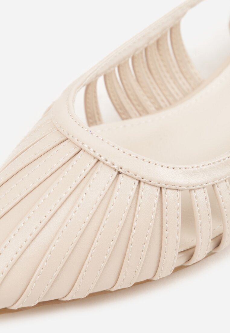 Beżowe Płąskie Sandały z Ozdobnymi Paseczkami Kahlidone