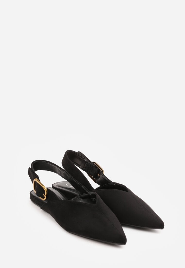 Czarne Sandały Typu Slingback z Wyciętą Cholewką Phellilea