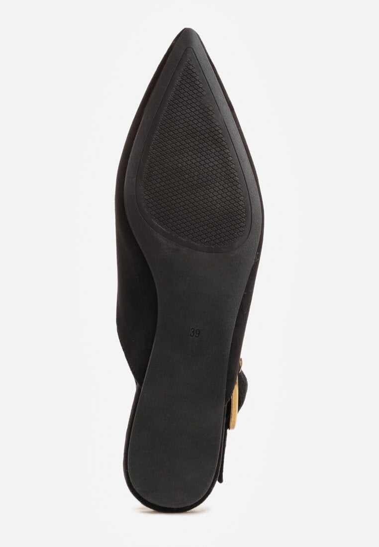 Czarne Sandały Typu Slingback z Wyciętą Cholewką Phellilea