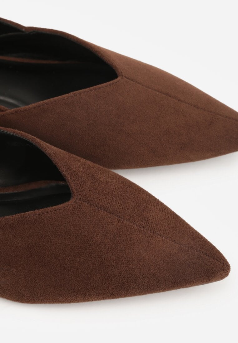 Brązowe Sandały Typu Slingback z Wyciętą Cholewką Phellilea