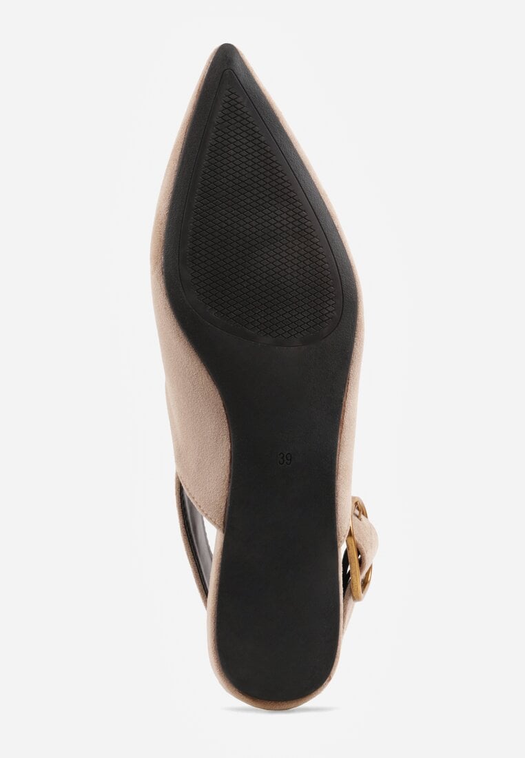 Beżowe Sandały Typu Slingback z Wyciętą Cholewką Phellilea