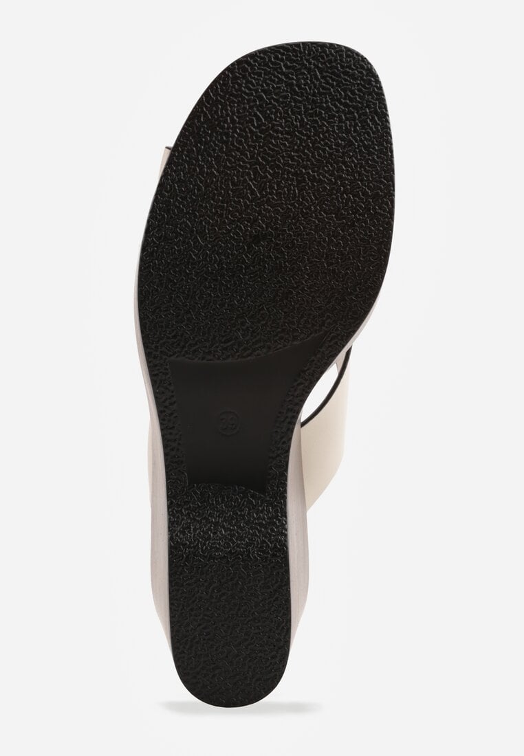 Beżowe Sandały na Platformie i Koturnie z Geometryczną Cholewką Adrasithise