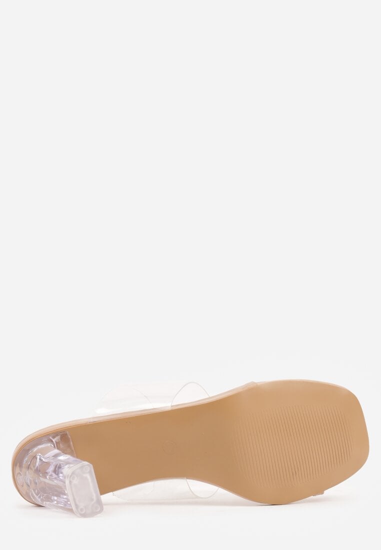 Beżowe Klapki z Ozdobą na Duży Palec z Transparentnymi Elementami Wylinney