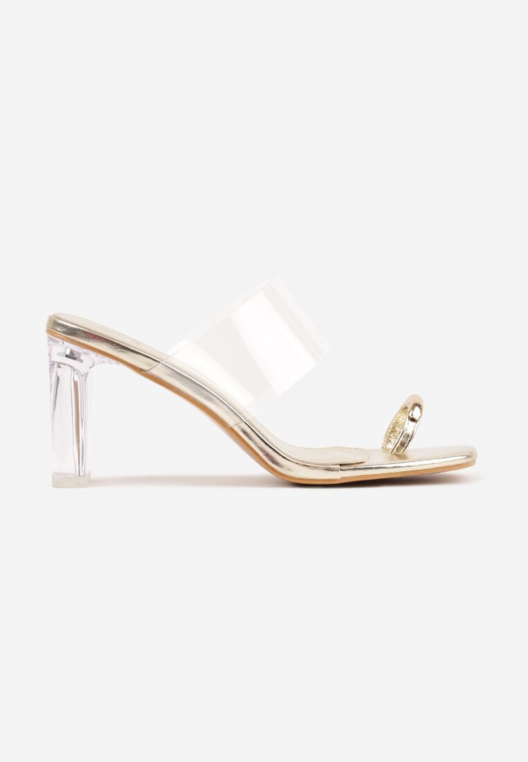 Złote Klapki z Ozdobą na Duży Palec z Transparentnymi Elementami Wylinney