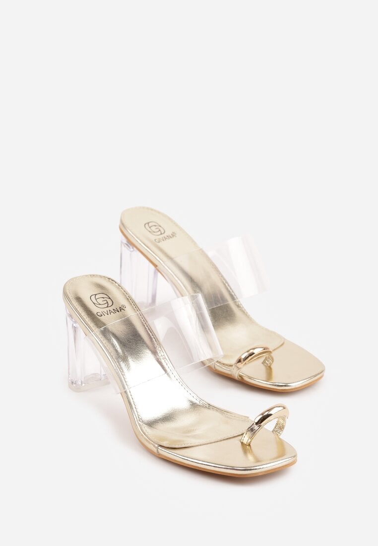 Złote Klapki z Ozdobą na Duży Palec z Transparentnymi Elementami Wylinney