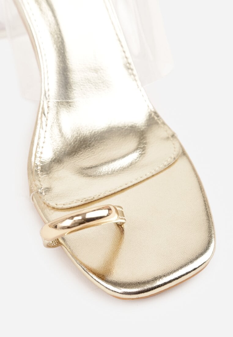 Złote Klapki z Ozdobą na Duży Palec z Transparentnymi Elementami Wylinney