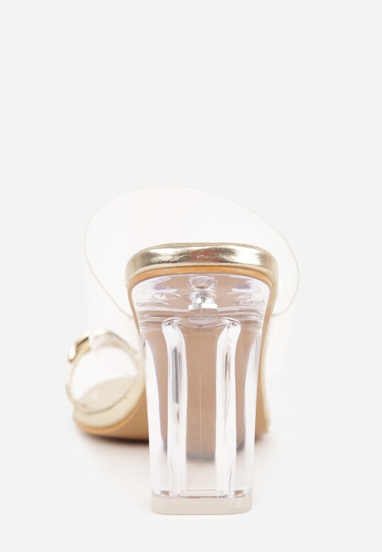 Złote Klapki z Ozdobą na Duży Palec z Transparentnymi Elementami Wylinney