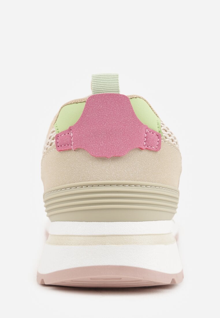 Beżowe Sneakersy z Siateczką i Modnymi Wstawkami Corona