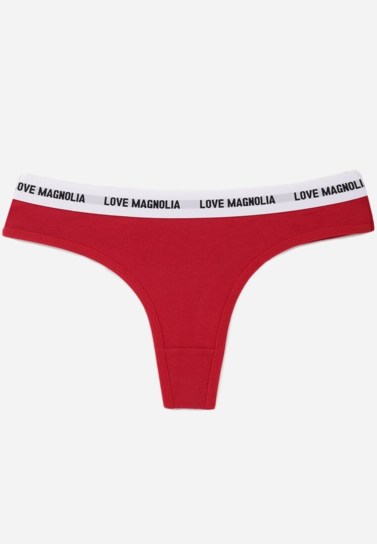 Czerwone Majtki Stringi z Bawełną Ozdobione Napisami Amero