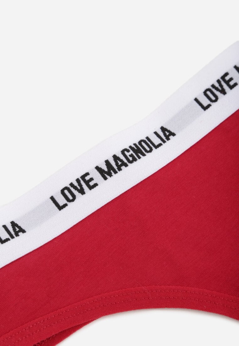 Czerwone Majtki Stringi z Bawełną Ozdobione Napisami Amero