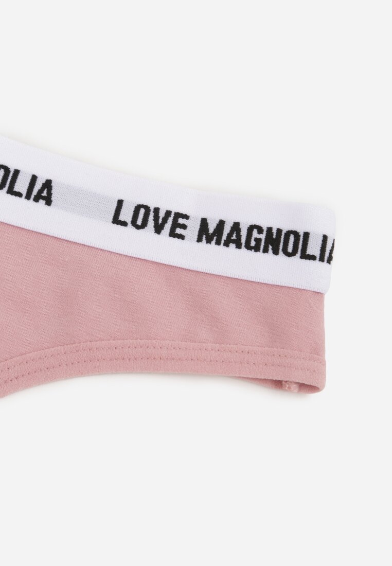 Różowe Majtki Stringi z Bawełną Ozdobione Napisami Amero