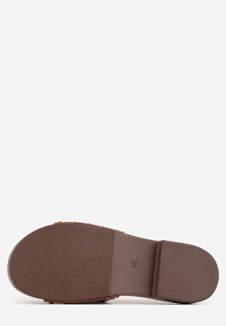 Brązowe Klapki Ozdobione po Bokach Nitami Neameronei