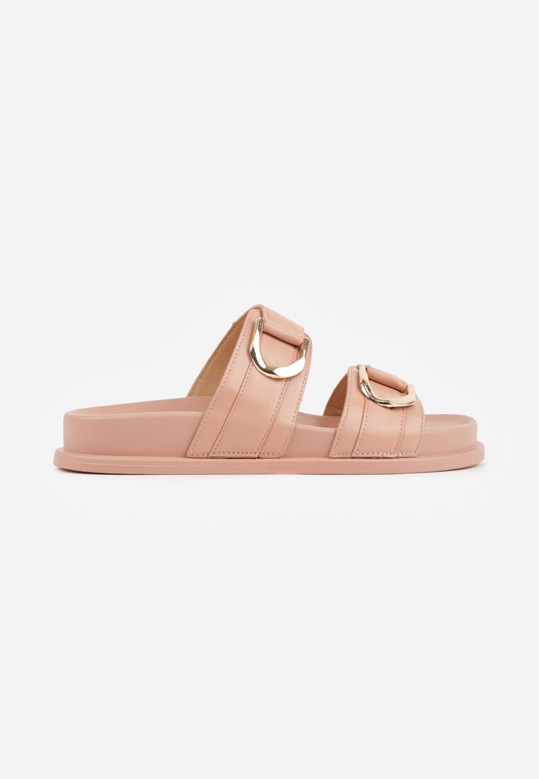 Różowe Klapki z Metalicznymi Klamrami Eudare