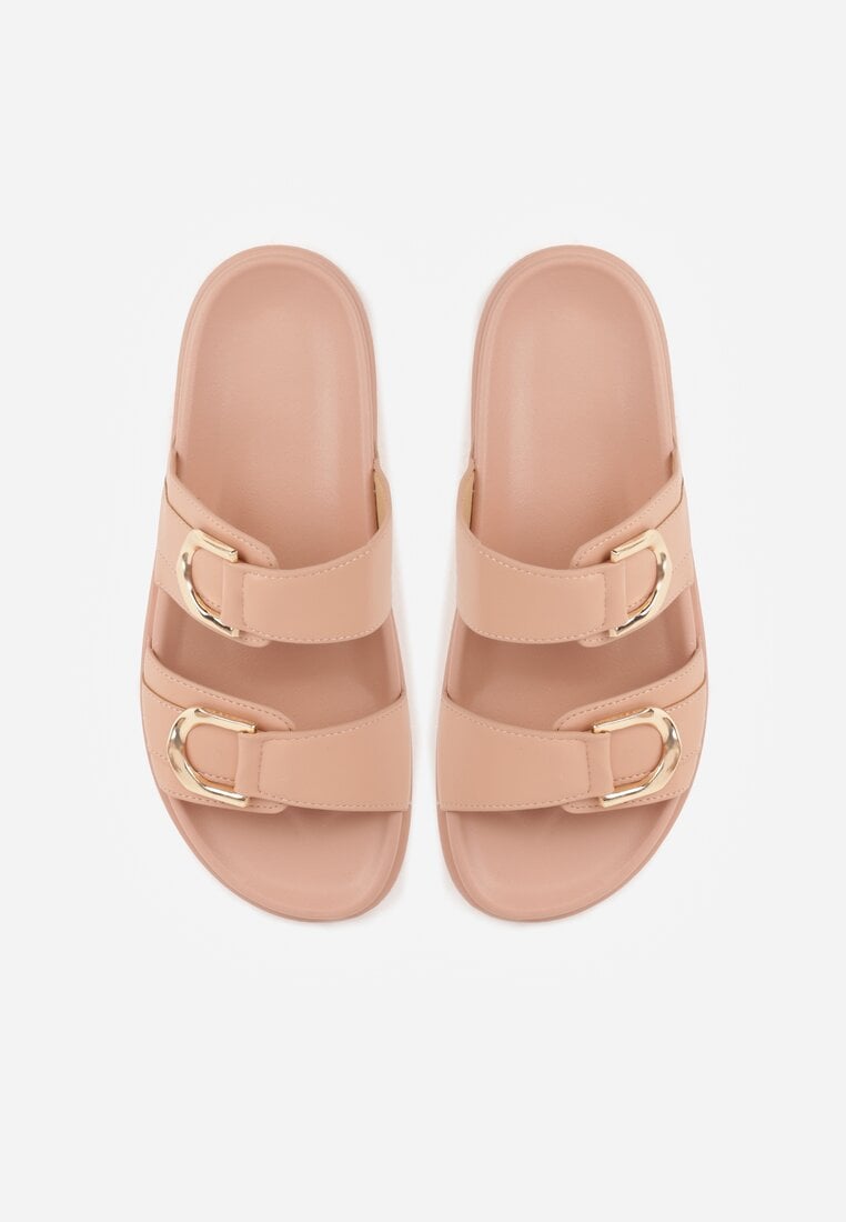 Różowe Klapki z Metalicznymi Klamrami Eudare