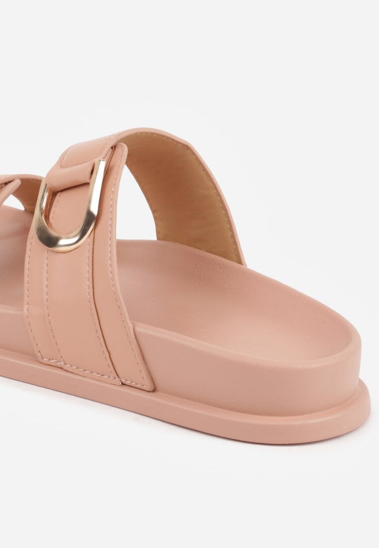Różowe Klapki z Metalicznymi Klamrami Eudare