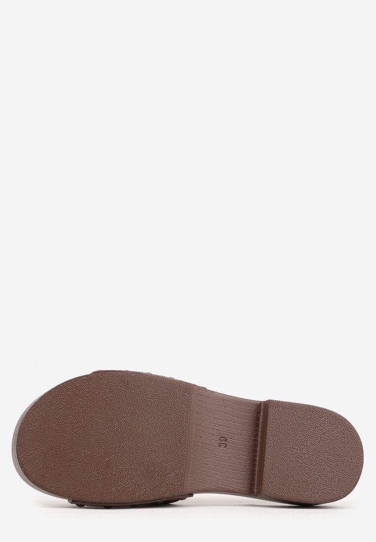 Brązowe Klapki z Nitami po Bokach Xerxathan