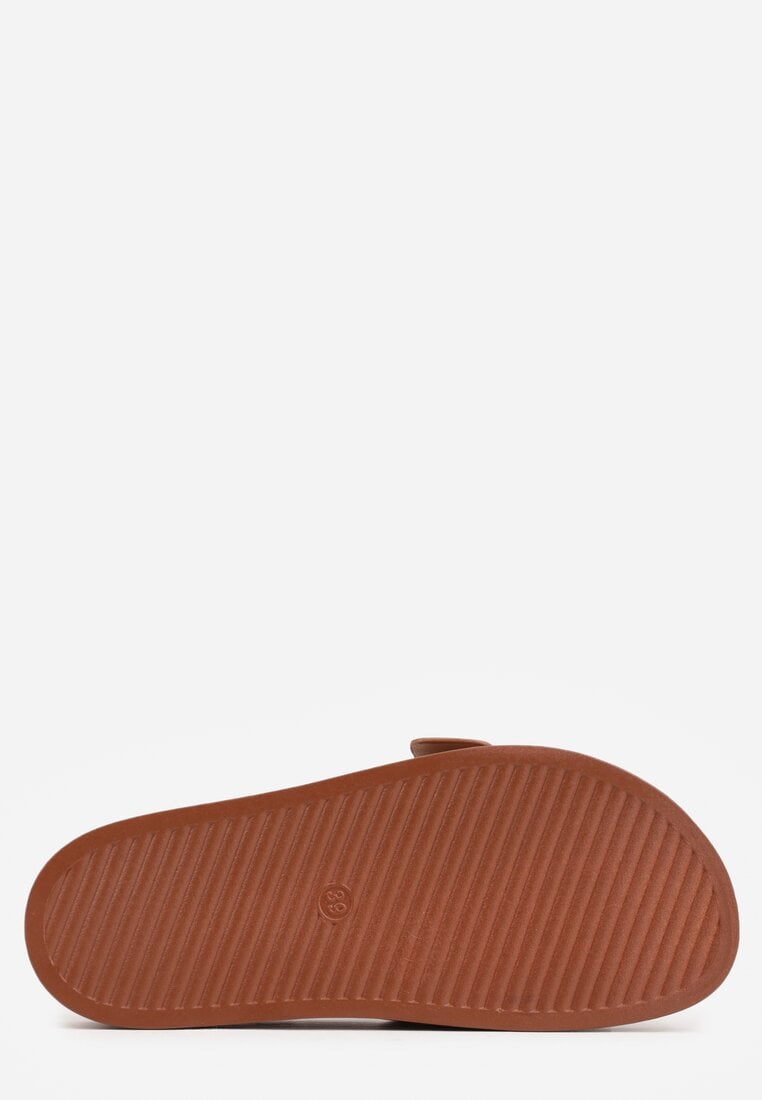 Brązowe Klapki na Platformie z Klamrą Molthoe