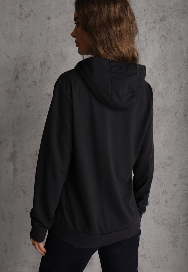 Granatowa Kangurka Bluza z Kapturem i Ściągaczem Saveria