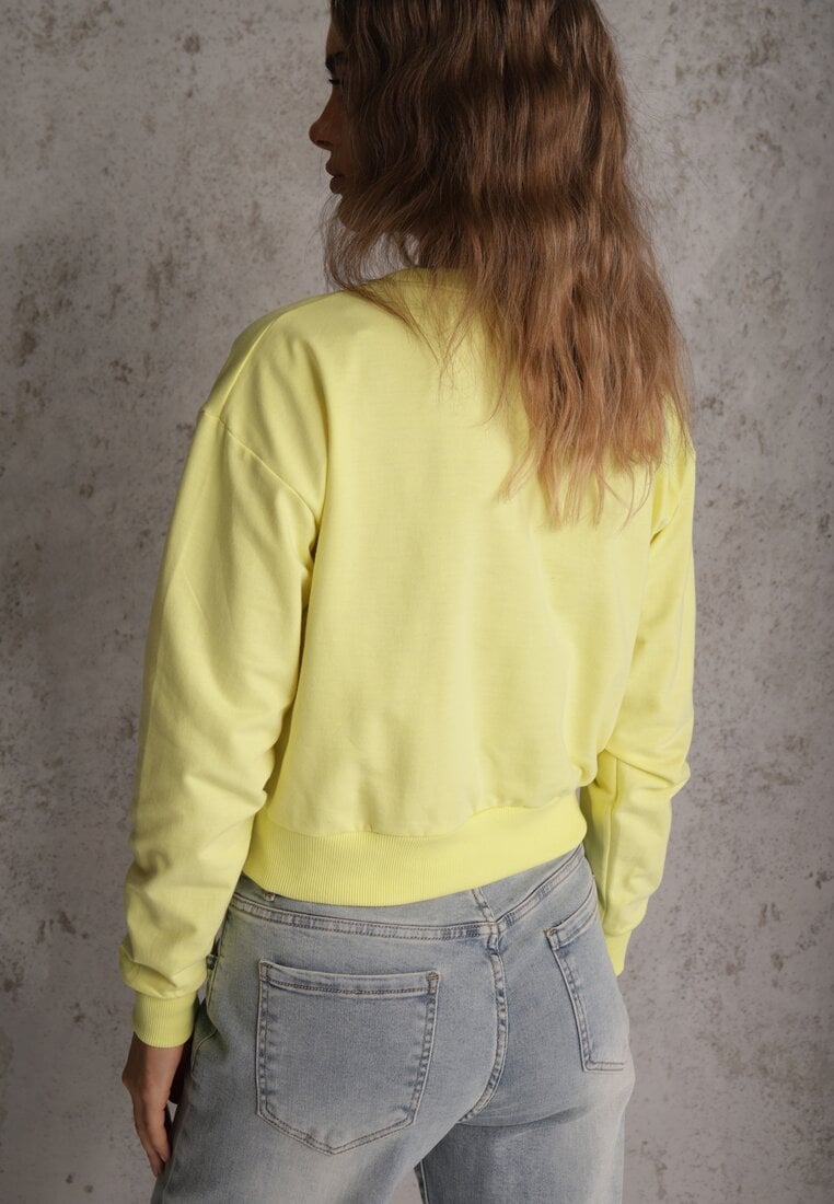 Jasnozielona Bluza z Bawełną ze Ściągaczami przy Rękawach i w Pasie Alberia