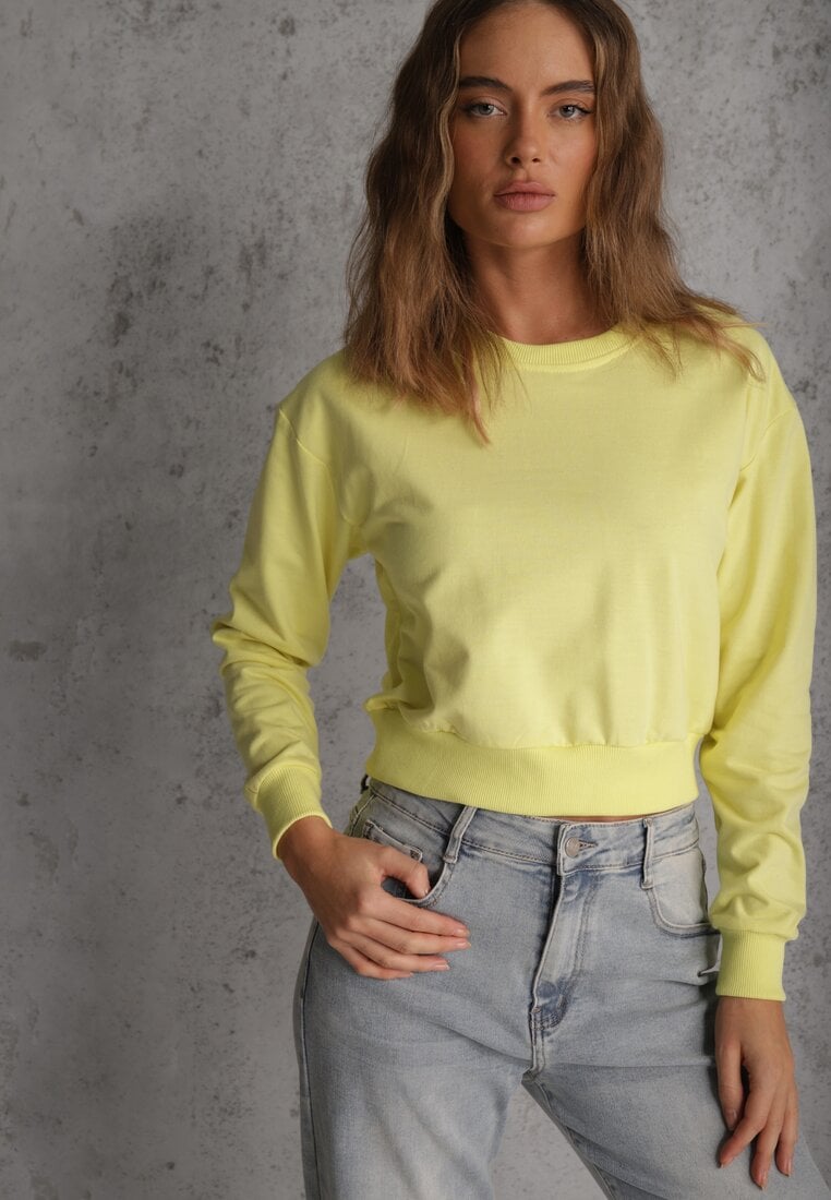 Jasnozielona Bluza z Bawełną ze Ściągaczami przy Rękawach i w Pasie Alberia