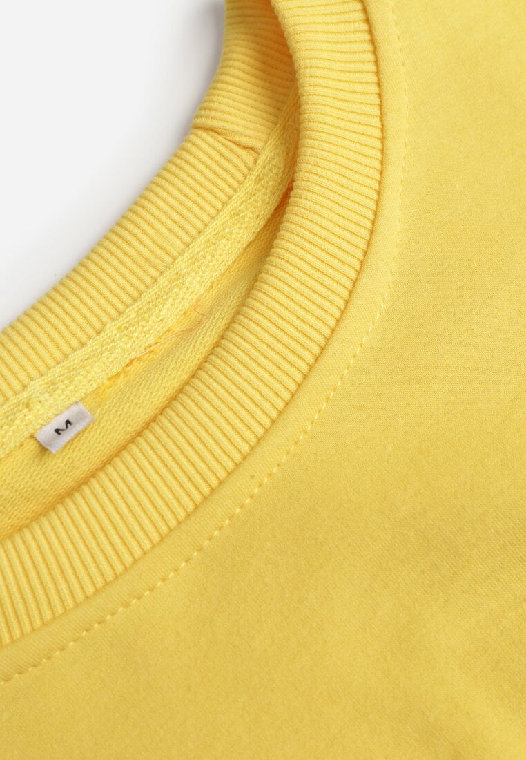 Żółta Bluza z Bawełną ze Ściągaczami przy Rękawach i w Pasie Alberia