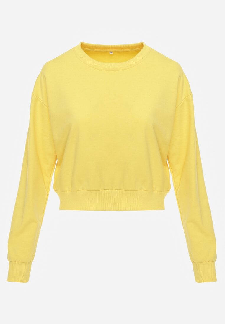 Żółta Bluza z Bawełną ze Ściągaczami przy Rękawach i w Pasie Alberia