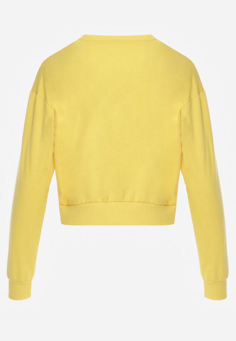 Żółta Bluza z Bawełną ze Ściągaczami przy Rękawach i w Pasie Alberia