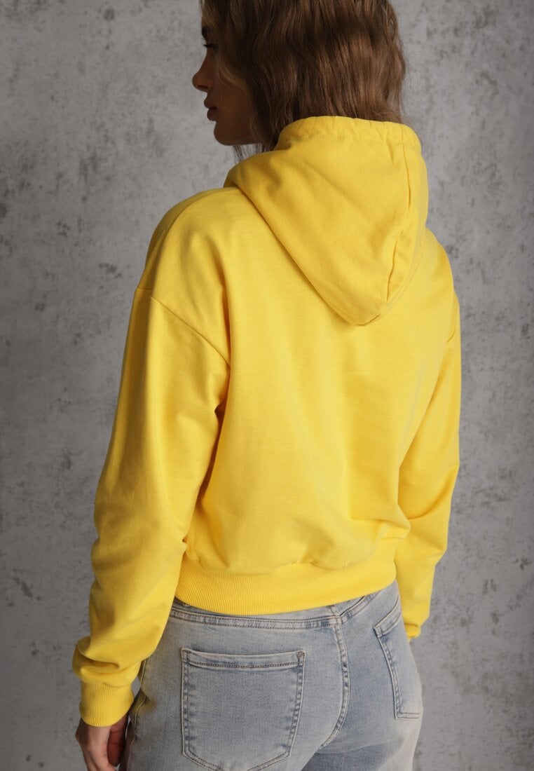 Żółta Bluza z Kapturem i Bawełną Ozdobiona Ściągaczami Evianae