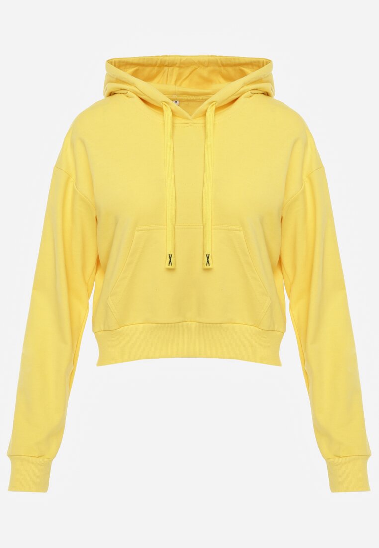Żółta Bluza z Kapturem i Bawełną Ozdobiona Ściągaczami Evianae