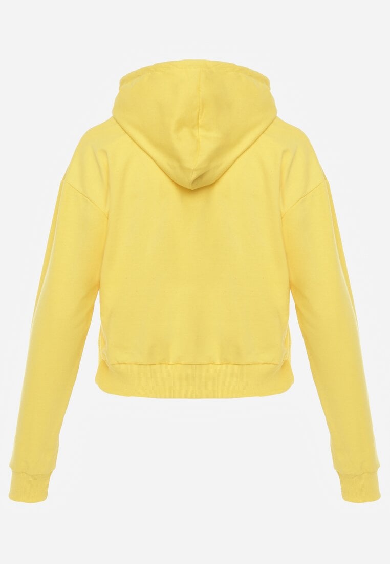 Żółta Bluza z Kapturem i Bawełną Ozdobiona Ściągaczami Evianae