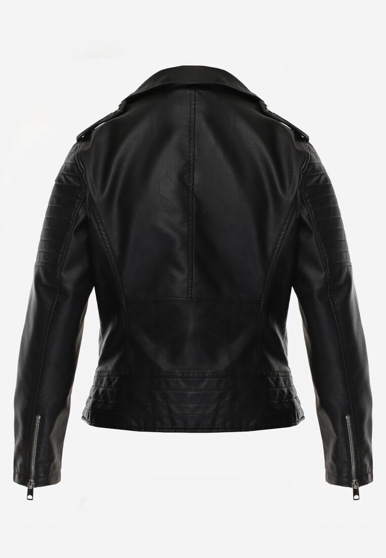 Czarna Motocyklowa Kurtka o Fasonie Ramoneski Chivi