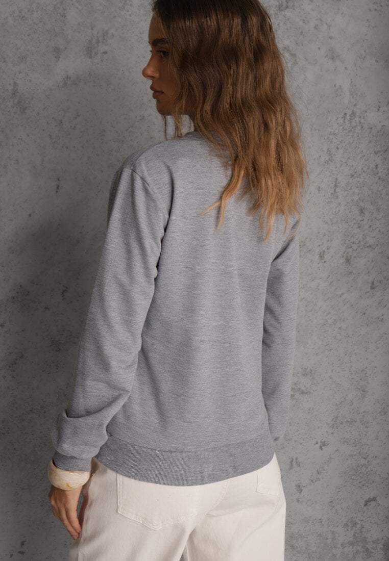 Szara Casualowa Bluza z Bawełną Akko