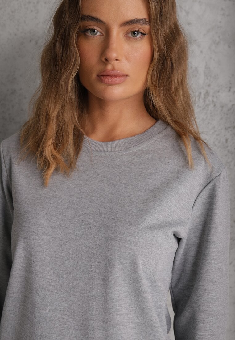 Szara Casualowa Bluza z Bawełną Akko