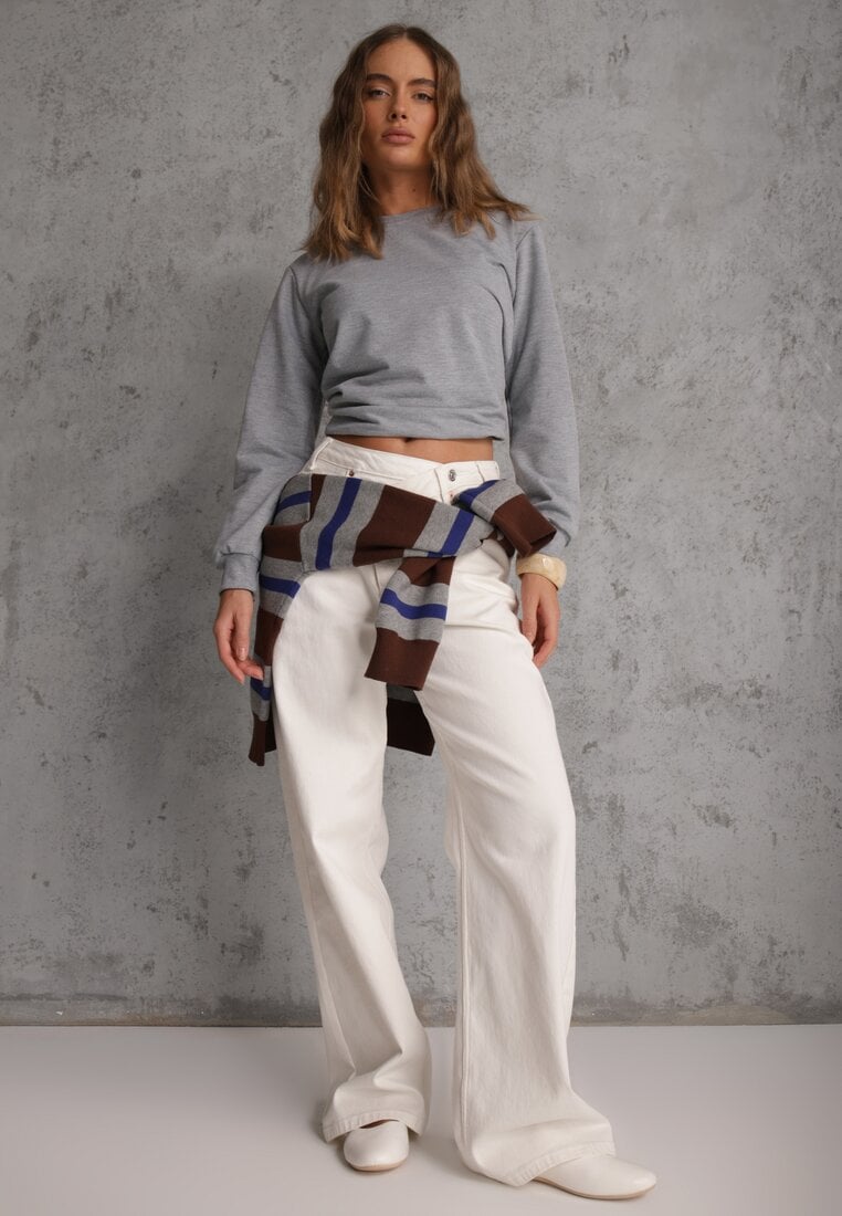 Szara Casualowa Bluza z Bawełną Akko