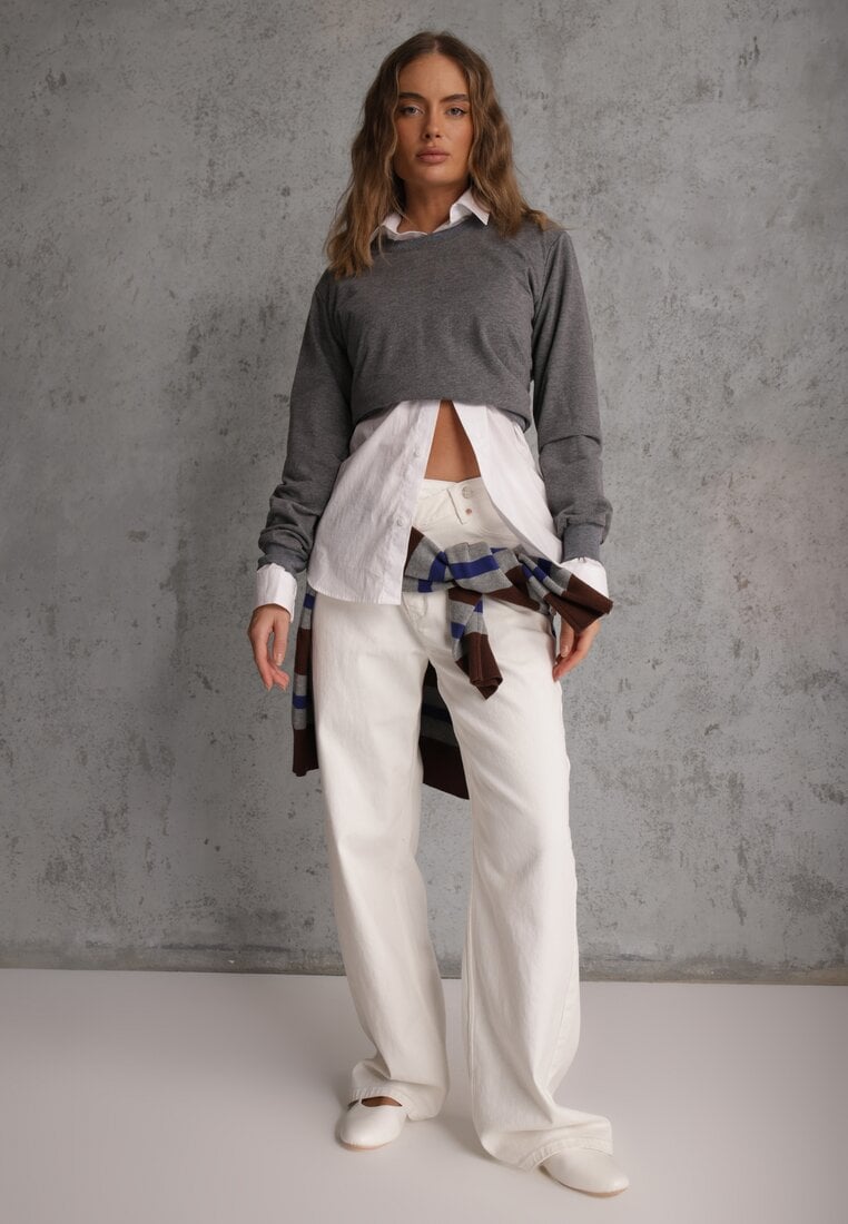 Ciemnoszara Casualowa Bluza z Bawełną Akko