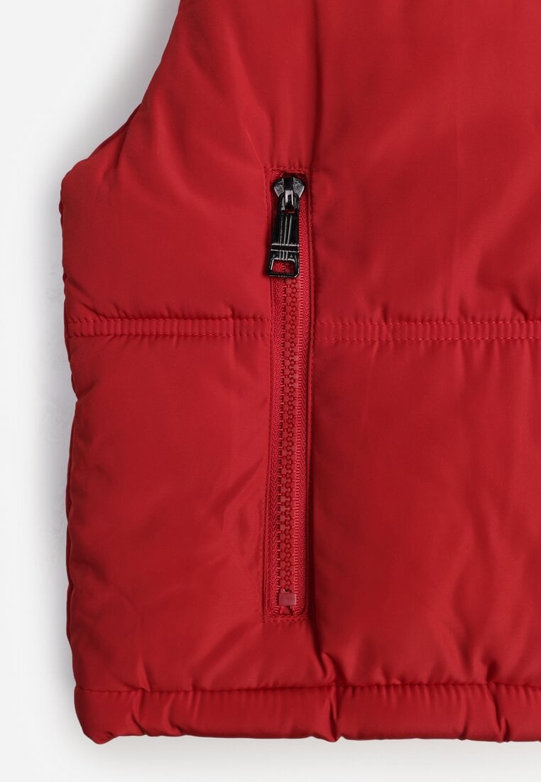 Czerwona Pikowana Kamizelka Puffer o Kroju Crop Tadrel