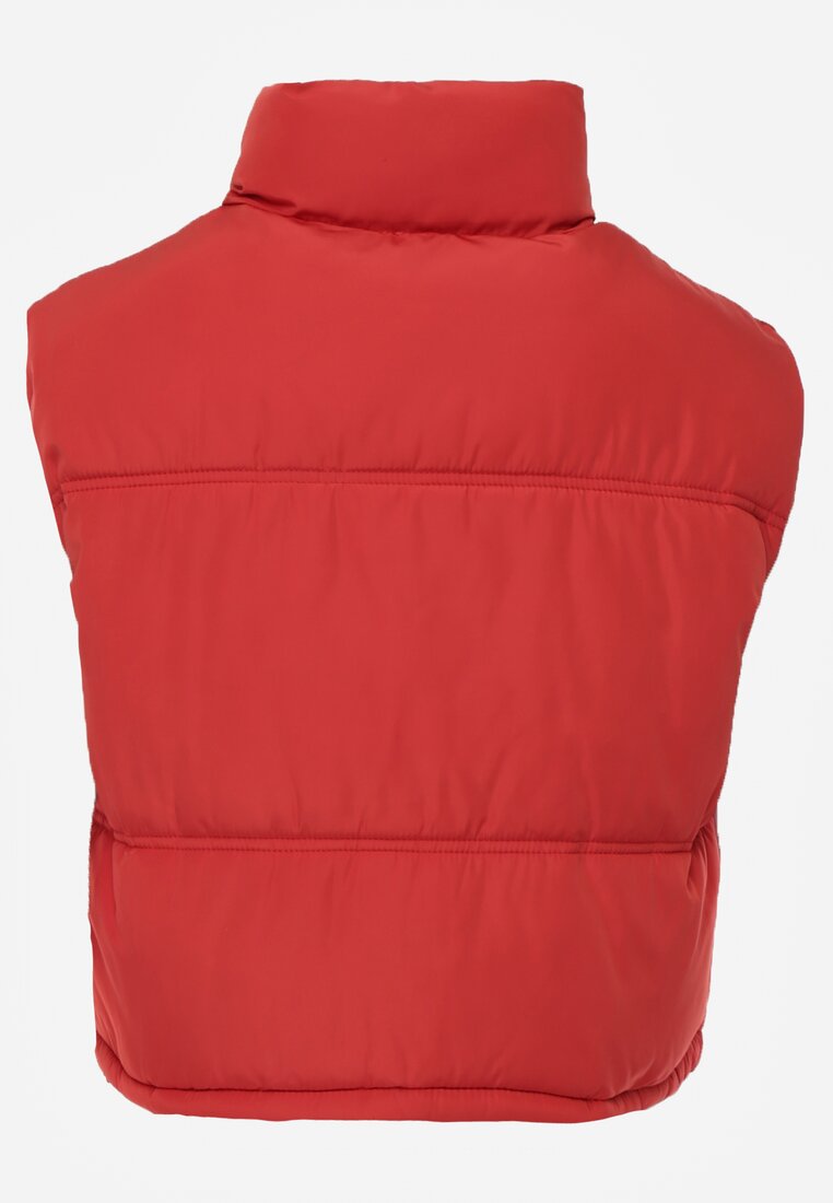 Czerwona Pikowana Kamizelka Puffer o Kroju Crop Tadrel