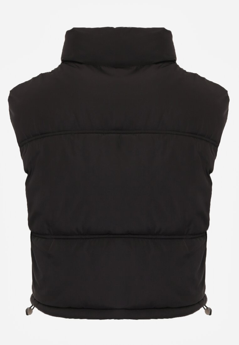 Czarna Pikowana Kamizelka Puffer o Kroju Crop Tadrel